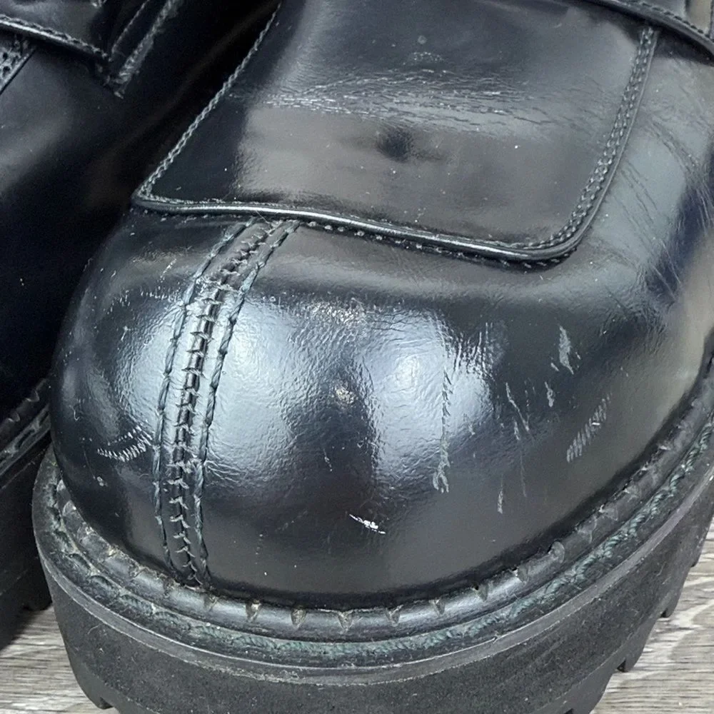 Bed Stu Black Patent Leather Women’s Sz 12 Chunky Y2K Grunge Oxford Loafers